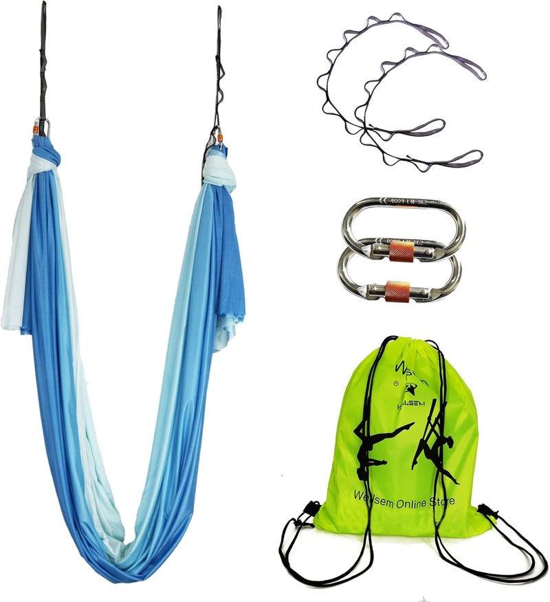 wellsem Aerial Yoga Hammock Aerial Pilates Silk Yoga Swing Set Inversion Equipment include daisy Chain, Pose Guide 5.5 yards - Image 1